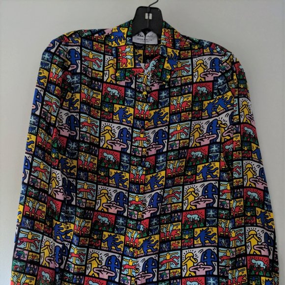 Alice + Olivia x Keith Haring Silk Shirt XS Small - Picture 2 of 8